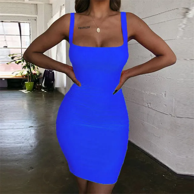 Green Dress Mini Bodycon Women Summer Fashion Dres Backless Sexy