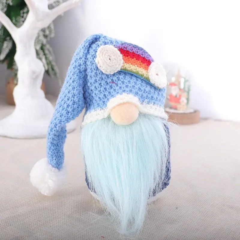 Rainbow Faceless Doll Gnome Christmas Knitted Hat Plush Dolls Gift Decorations Party Supplies Household Desk Decor