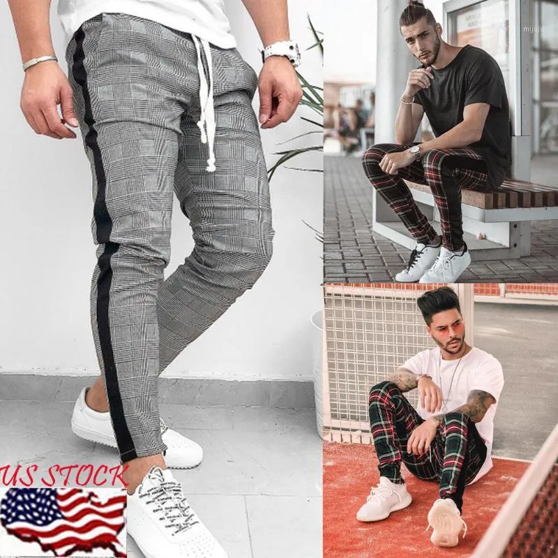 Men's chequered deals joggers