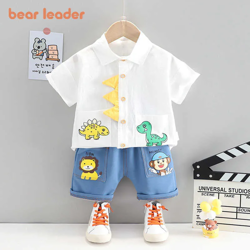 Beer leider peuter jongens cartoon casual kleding sets zomer kinderen dieren shirts en shorts outfits kinderen mode kleding 210708