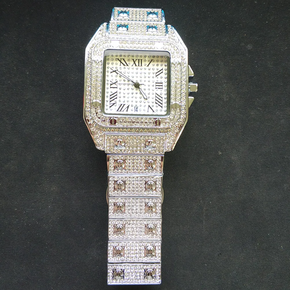 Plein diamant hommes montres femmes regarder mouvement à quartz glacé éclat montre-bracelet style de vie étanche haute qualité horloge analogique modèles de mode montre de luxe