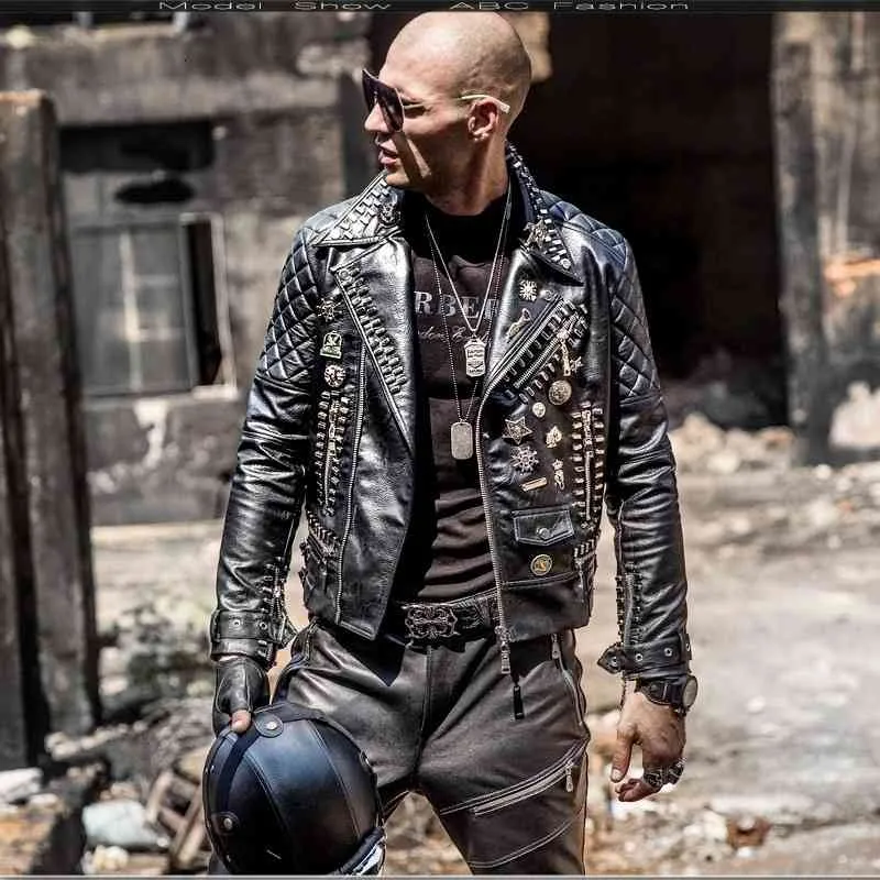 Rock leather sales jacket mens