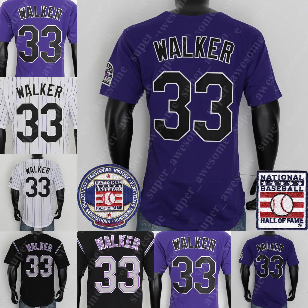 33 Larry Walker Jersey Hall of Fame Baseball Jerseys White Purple Black Ed