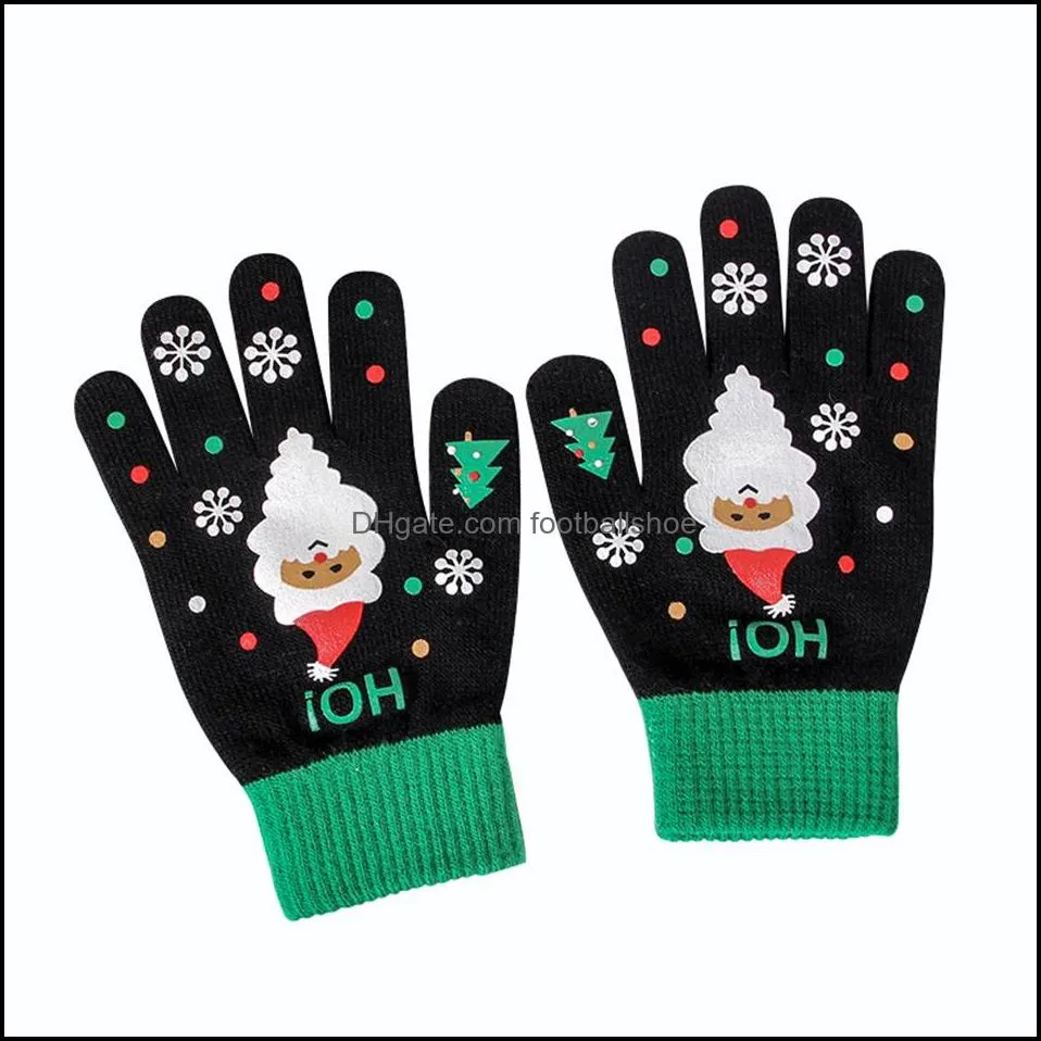 Christmas Glove Full Finger Touch Screen Snowflake Knitted Warm Gloves Unisex Kniting Snowflake Kids Adult Five Fingers Gloves LJJP640