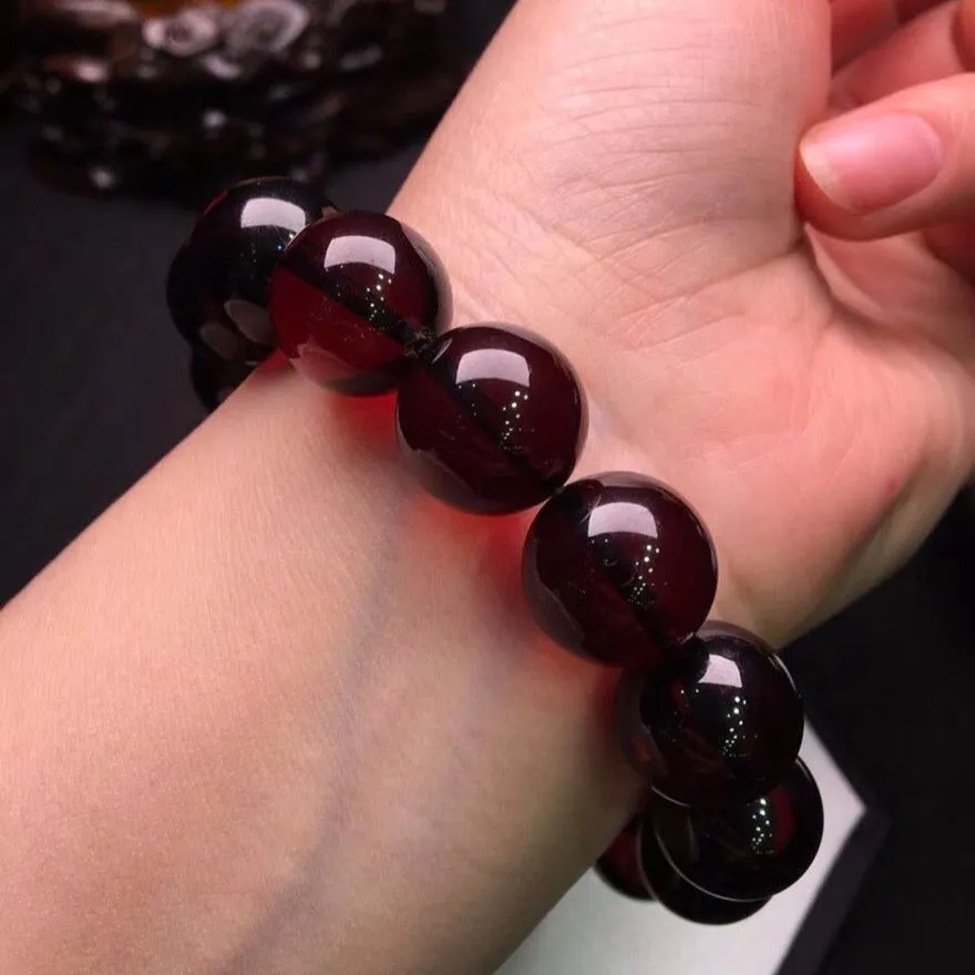 Bracelet Baltic Po Amber Honey Wax Blood Park Wine Red Men's Women's Valentine's Day Gift269o