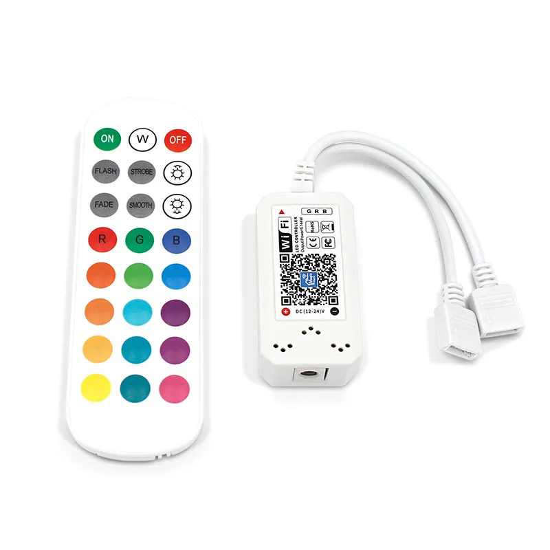 Contrôleur WiFi Smart RGB pour bande lumineuse à LED Système Android et iOS Téléphone portable Travail gratuit avec Alexa Google Home