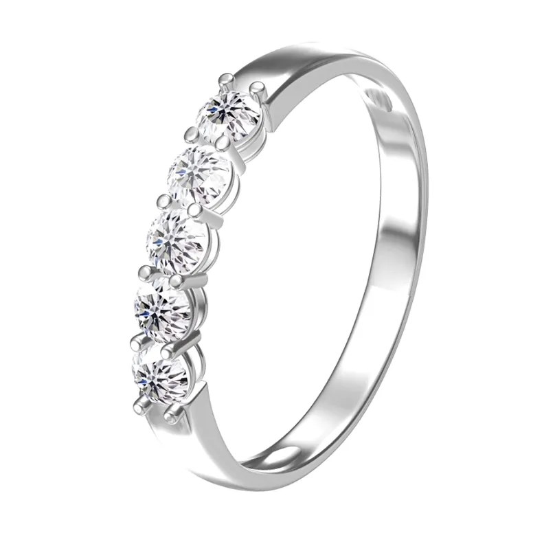 AEAW 14k White Gold 0.1ct m Total 0.5ctw DF Round Cut Engagement&Wedding Lab Grown Diamond Band Ring for Women 211217