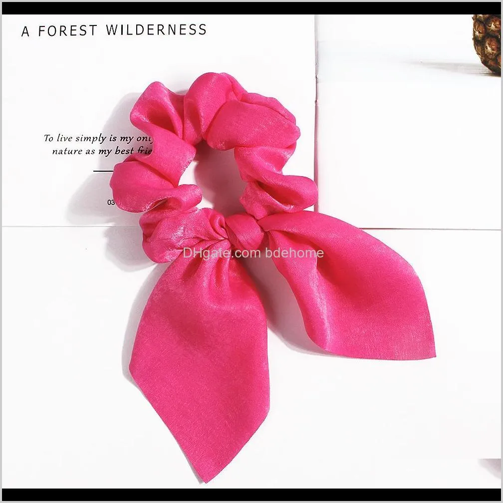 high quality supplier cute silk satin pure bow for hair accessories soft women hair ties scarf scrunchies