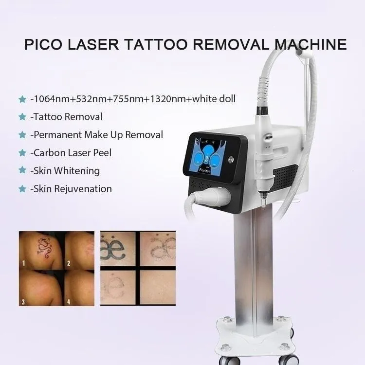 Portabel Nd YAG laser 1064NM 755nm 1320nm 532nm Maskin Kolskal Tatuering Avlägsnande Pico Pigmentation Device