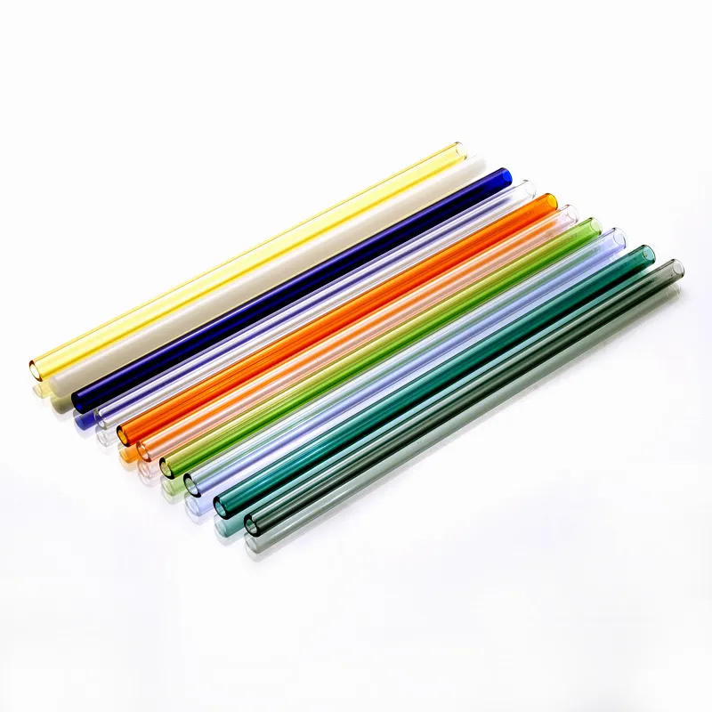 18cm/20cm/25cm Reusable Eco Borosilicate Glass Drinking Straws Clear Colored Bent Straight Milk Cocktail Straw highest quality