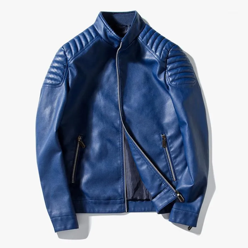 Jaqueta de couro masculina Casual Fashion Stand Collar Slim Motorcycle Jackets Juventude Bomber Boker Pu