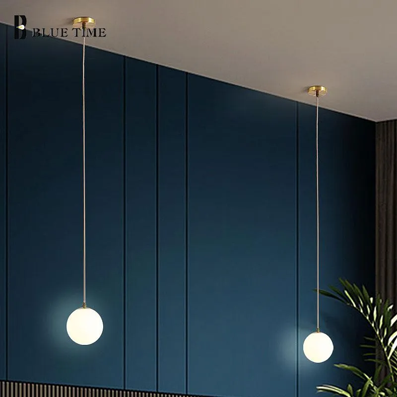 Подвесные светильники Стекло современный светодиодный свет для гостиной столовой кухни дома крытая крытая подвесная освещение прикроватное золото