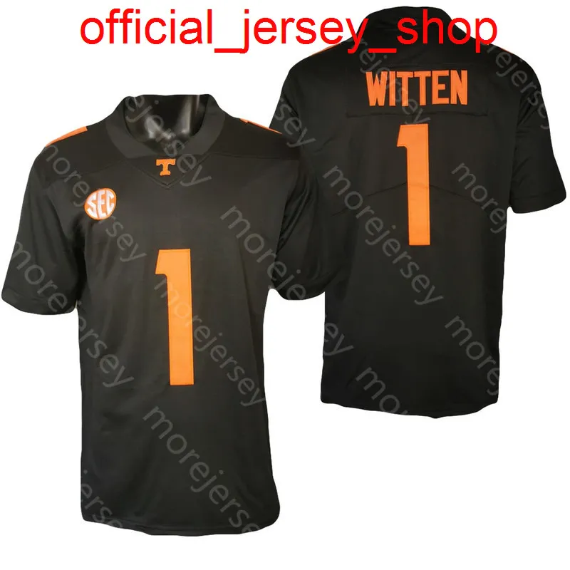 NCAA College Tennessee Wolontariusze piłka nożna Jersey Jason Witten Black Rozmiar S-3XL Wszystkie szyte haft