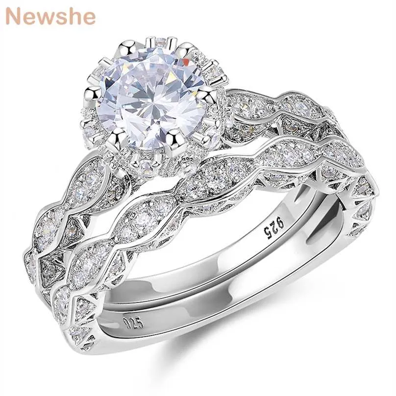she 2.6Ct Brilliant Round Cut AAAAA CZ Vintage Wedding Ring Set Genuine 925 Sterling Silver Engagement Rings For Women JR4891 211217