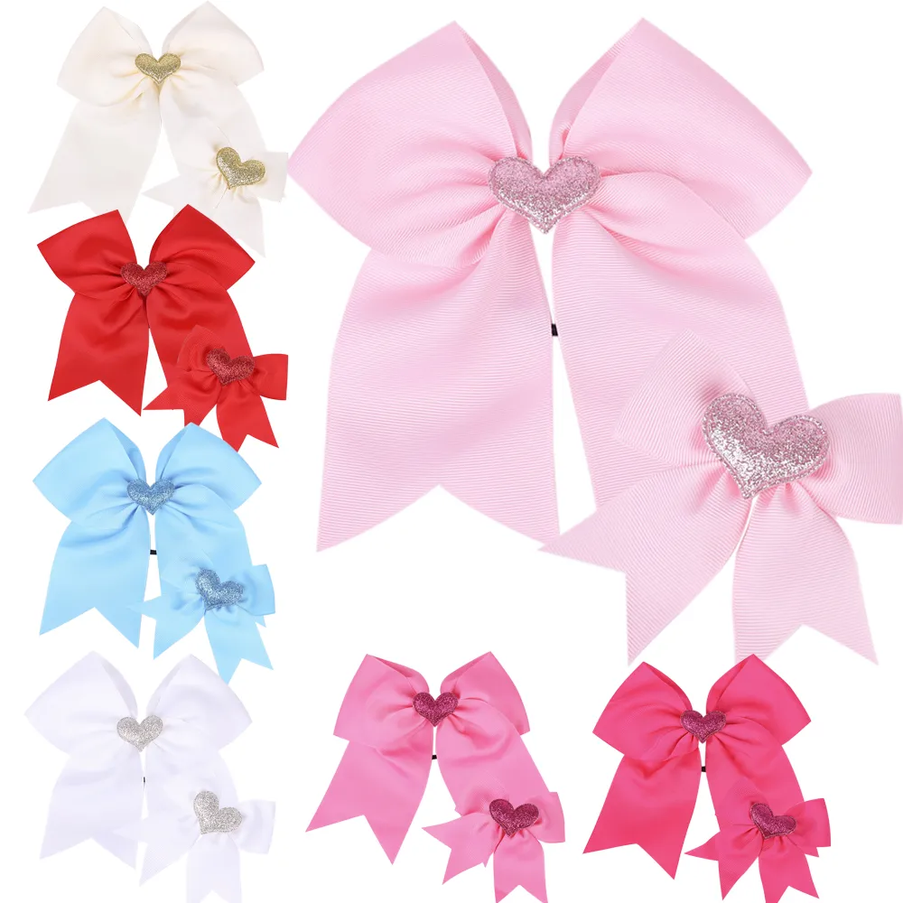Baby Girls Hair Ropes Children Valentine's Day Swallowtail Bow Hairbands Kids Elastic Solid Color 2PCS Set Bowknot Headdress Headwear Hair Accessories KFR129