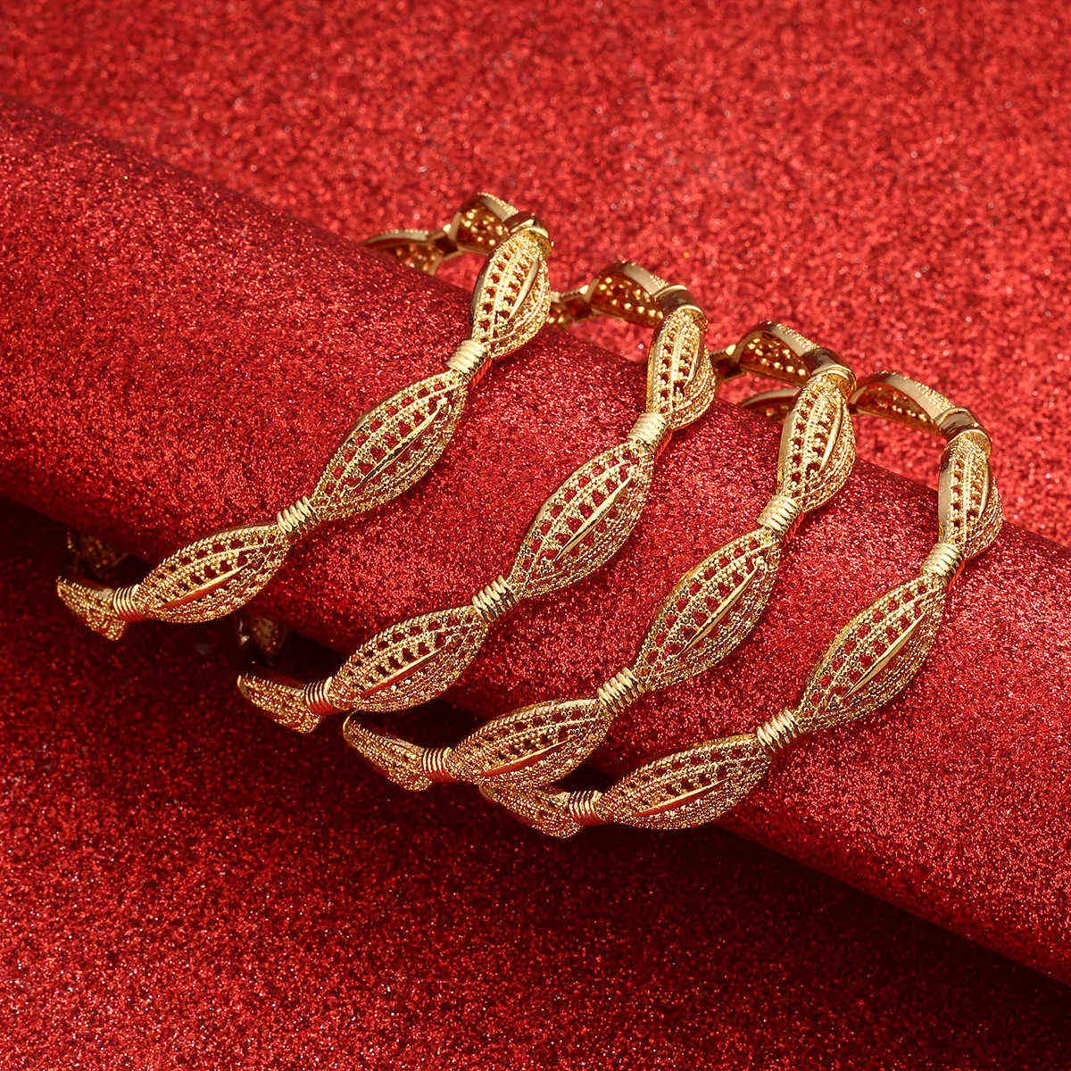 Etiopska biżuteria Bransoletki Dubaj Złoty Biżuteria Bransoletki Dla Kobiet Afryki Bransoletki Bransoletki Dla Kobiet Prezenty Q0719