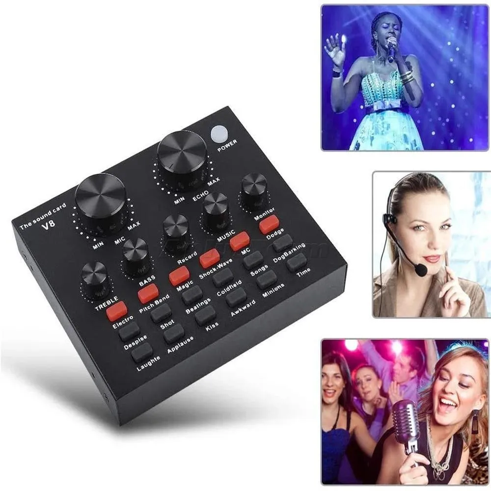 V8 externe USB geluidskaart Karaoke Microfoon BM 800 Webcast Personal Entertainment Streamer Live-uitzending Voor BM800 Met Doos Hoge kwaliteit