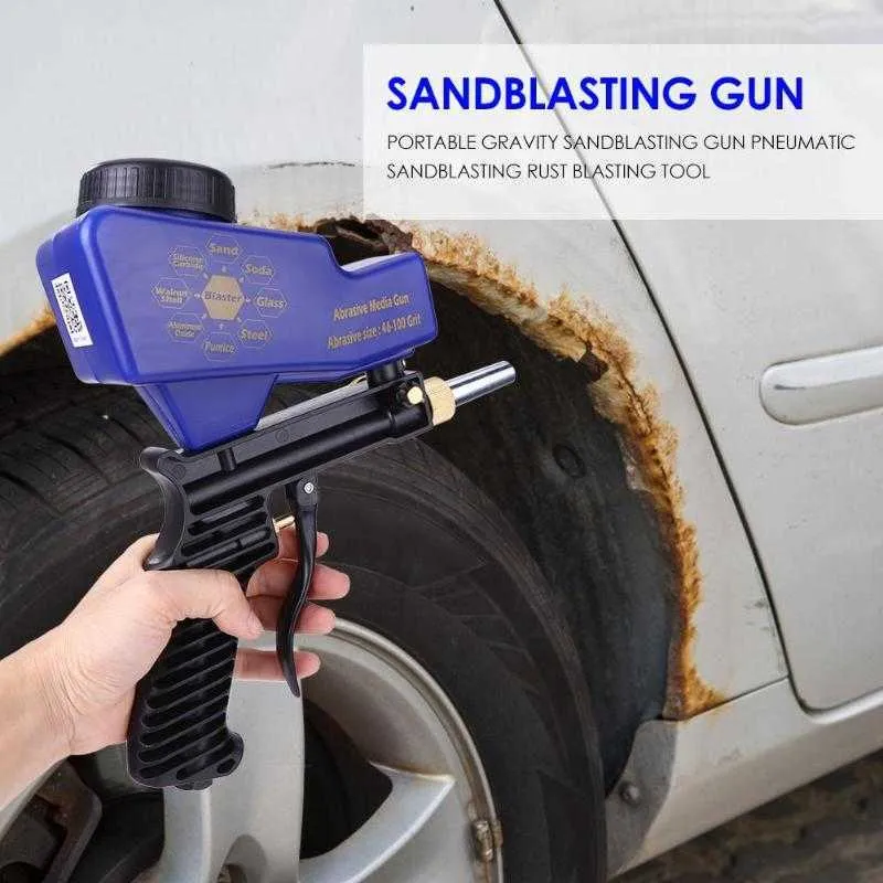 Portable Airbrush Gravity Sandblastle Pun Pneumatic Sandblasting Set Rust Brast Prosting Devace Mini Sand Blacking Станок 210719