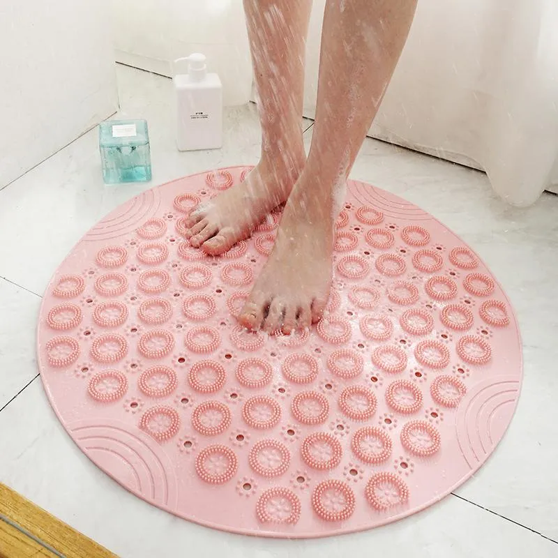 バスマットバスルームマットノンスリップ家庭用シャワールーム疎水性吸引パッドマッサージフットラウンド