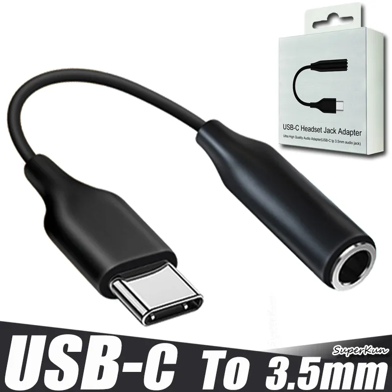 USB C Headset Jack Adapter Högkvalitativ ljud USB-C till 3,5 mm AUX-kabel för not 10 20 plus A90 A80 A60 A8S