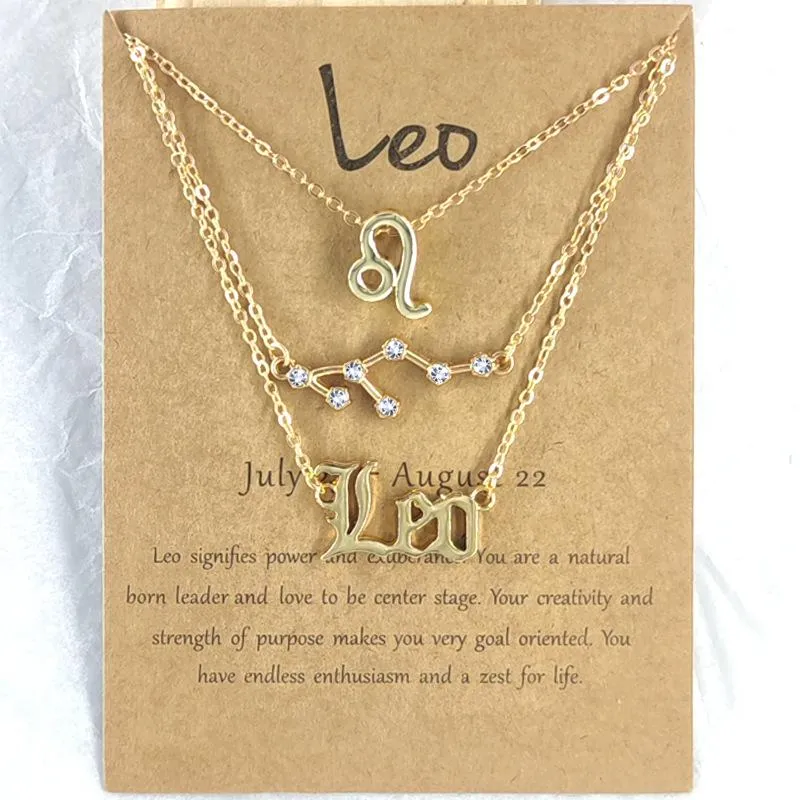 12 Zodiac kettingen 3 stijlen met cadeau kaart sterrenbeeld teken hanger zilveren kettingen ketting voor mannen vrouwen mode-sieraden in bulk