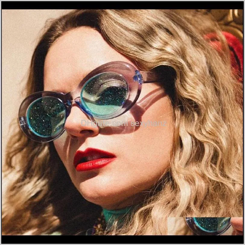 2020 Oval Sunglasses Women Men Oversized Sun Glasses Glitter Lenses Candy Colorful Crystal Frame Sunglass UV400