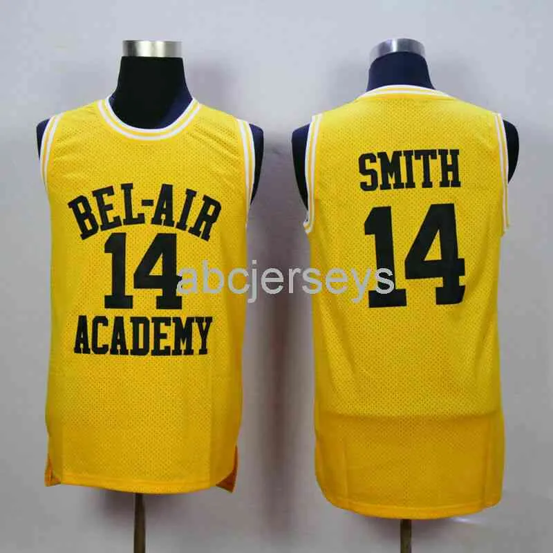 The Fresh Prince of Bel Air Academy #14 SMITH Basketball Jersey YELLOW GREEN BLACK WHITE