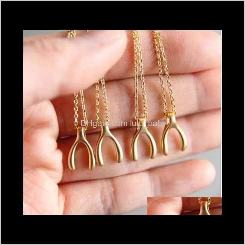 Wishing Bone Necklaces Gold /Silver Filled Good Luck Pendant Choker Necklaces Party Gift Idea Delicate Womens Simple Necklaces