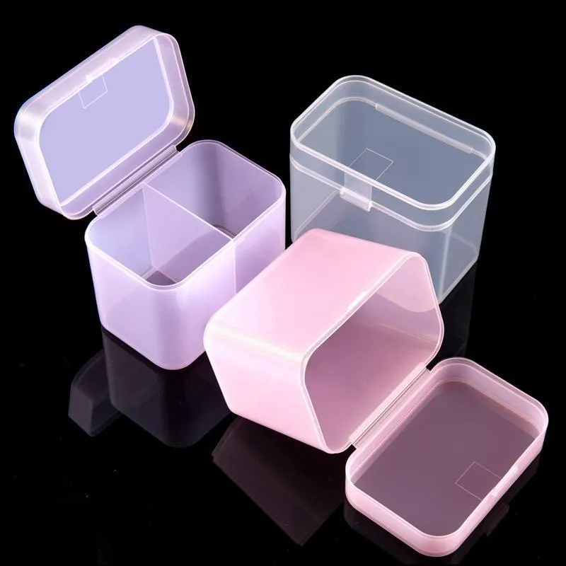 Nail Art Kits Container Tool Rectangular Storage Box Tweezers Cuticle Pusher Brush Clean Cotton Pad Plastic Empty