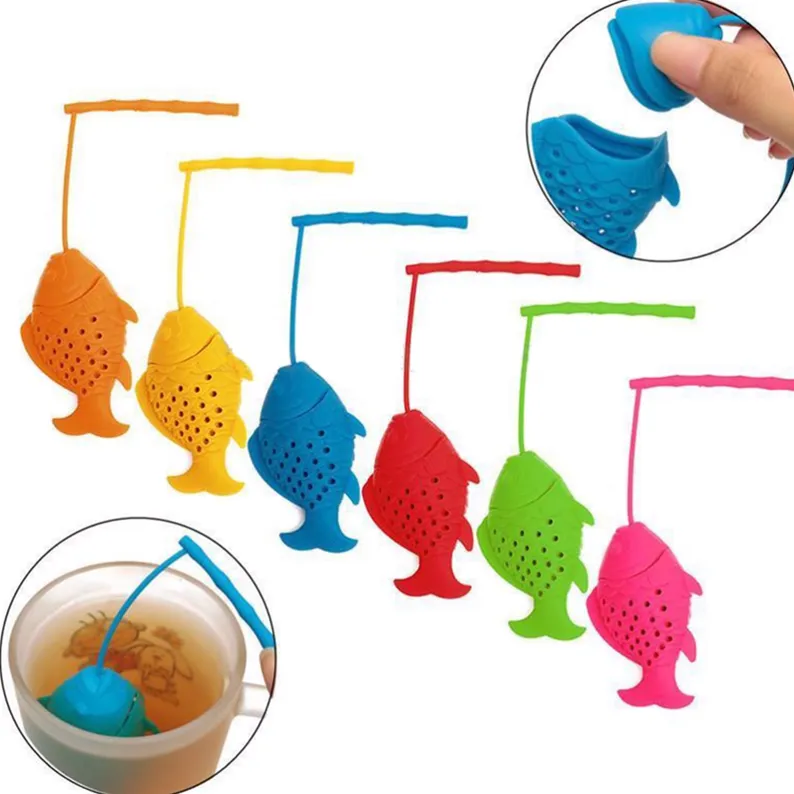 Vendite calde Fish Design Food Grade Silicone sfuso Foglia di tè Infusore Infusore per spezie a base di erbe Filtro Colino Bicchieri