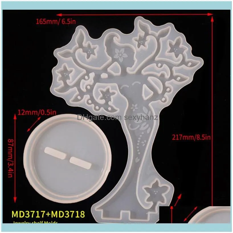 Crystal Epoxy Silicone Beauty Jewelry Holder Mould Display Stand Mirror Swing Table Pouches, Bags