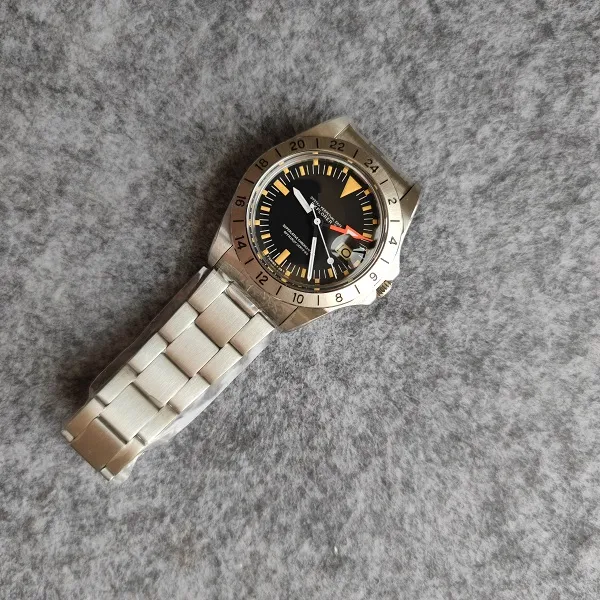 39mm 빈티지 1971 Ref 1655 GMT 남성 시계 이중 시간 자동 2836 Movement Freccione Freccia Steve McQueen Mens Wristwatch Stainle2223U