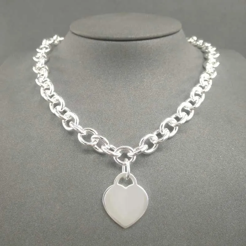 S Sterling Silber für Frauen klassische herzförmige Anhänger Charm Kette Halsketten Marke Schmuck Halskette Q0603