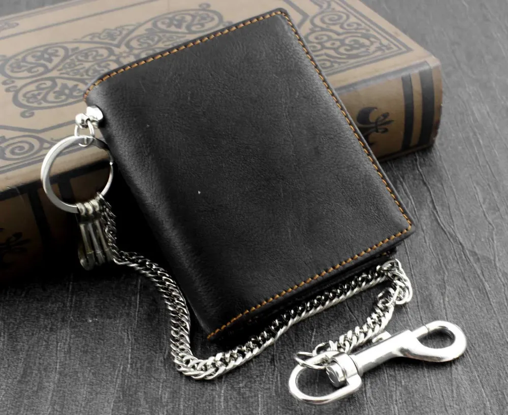 Portfel Mężczyzna Moda Rowerzysta Skórzany Money Clip z Anti Krean Black Black