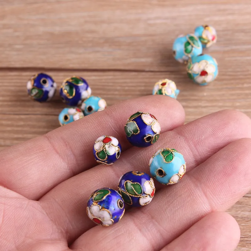 30pcs Cloisonne Filigree Fancy Enamel Round Beads 8mm DIY Jewelry Making Earrings Necklace Bracelet Accessories Wholesale