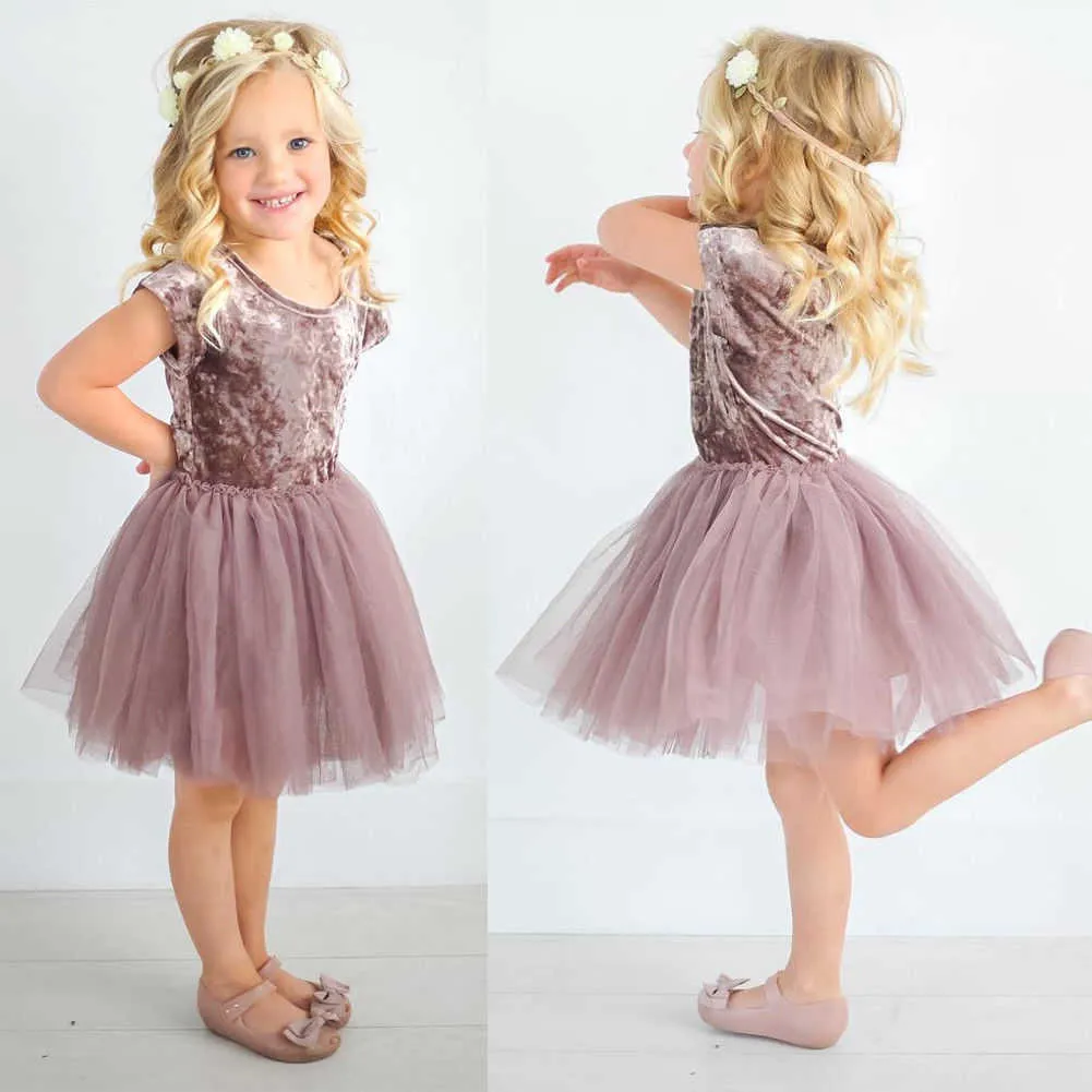 Pudcoco Girl Dress 6m-5y UK Stock Toddler Kid Baby Girl Summer Velvet Party Pageant Tutu Lace Tulle Klänning Q0716