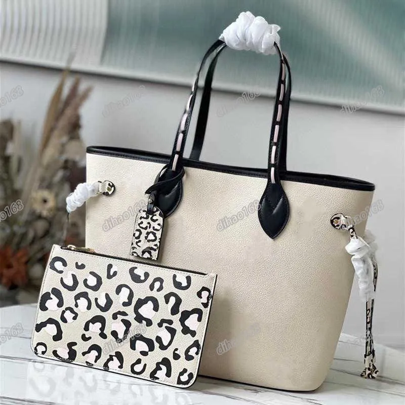 Designer Kvinnor Onthego Axelväskor Cowhide Leather Wild at Heart Leopard-Print Luxury Handbag Purse Tote Composite Bag