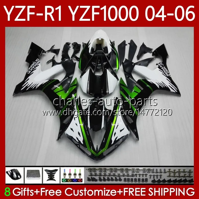 Motorcycle Bodywork For YAMAHA YZF-R1 YZF R 1 1000 CC 2004-2006 green black Bodys 89No.9 YZF1000 YZF R1 1000CC YZFR1 04 05 06 YZF-1000 2004 2005 2006 OEM Fairing Ki