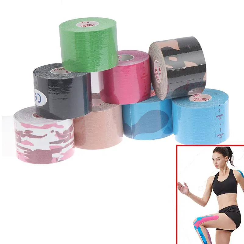 Elleboog Kniebeschermers Atletisch Herstel Elastische Tape Spier Bandage Lijm Stam Sticker Sport Kinesiologie Roll Cotton237W