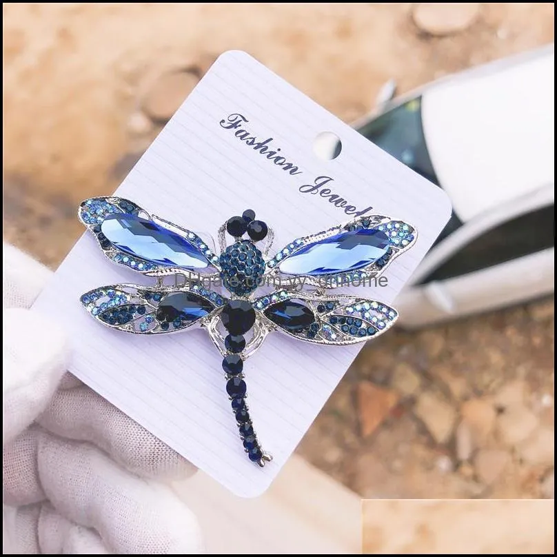 Pins, Brooches Dragonfly Brooch Jewelry Enamel Rhinestone Lapel Pin For Women Men Gifts Cute Pins Metal Insect Multi Styles