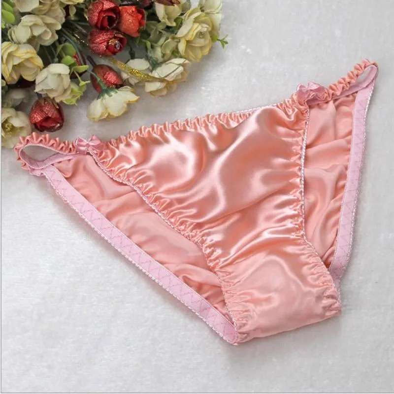 Pure Silk Mid waist Glossy Solid Panties Women 100% Mulberry Silk Plus Size Briefs M/L 