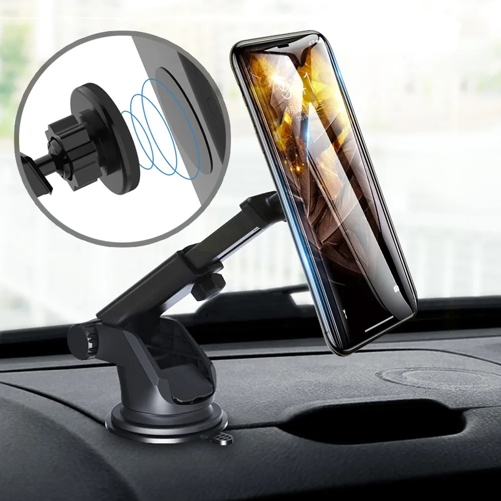 Ny Universal Auto Car Phone Holder Mount Vindskärm Dashboard Sug Magnetisk Lång för alla Modell Mobiltelefon iPhone