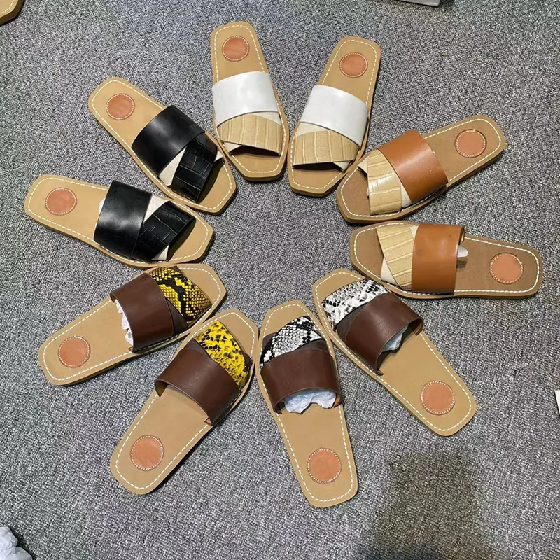 Fashion women summer slippers cross strap patent leather snake pattern designer slides slipper gladiator sandals with box