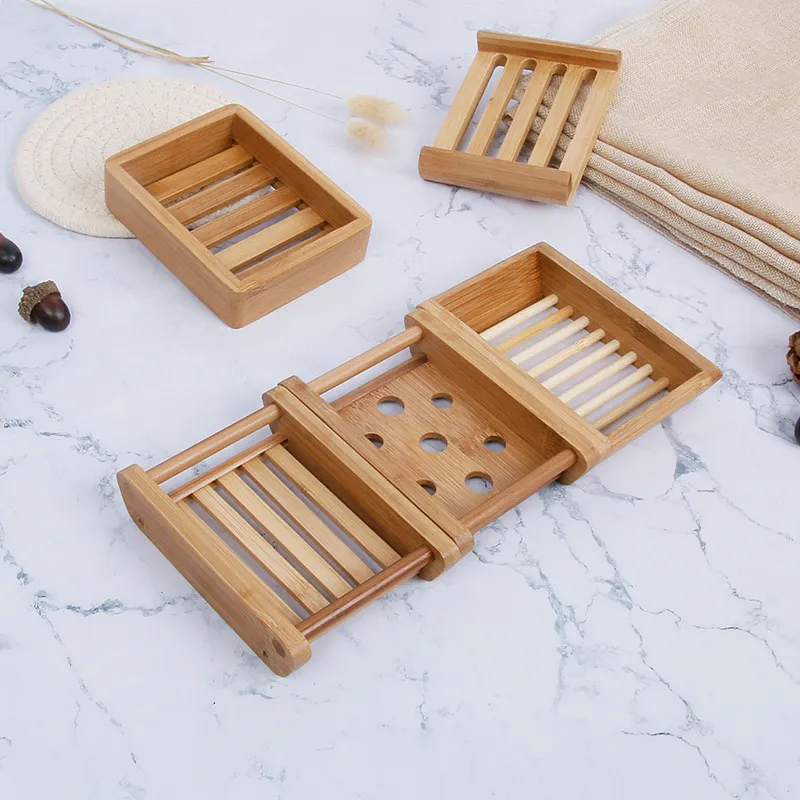 Natural Soap Tray Holders Bamboo Square 5Styles Soaps Dishs Supplies For Bath Shower Plate 5 26zz Q2