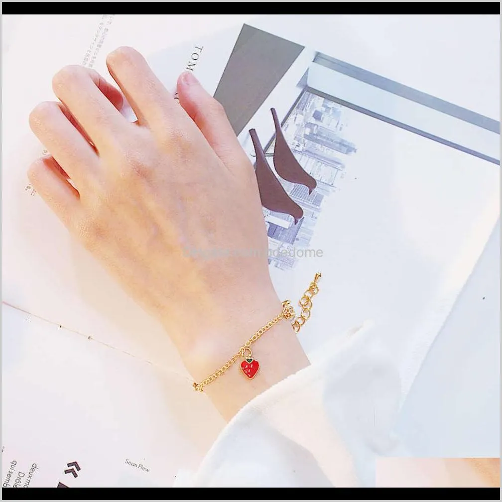 japanese and korean style new simple strawberry women`s personality trend versatile bracelet fashion jewelryez7i