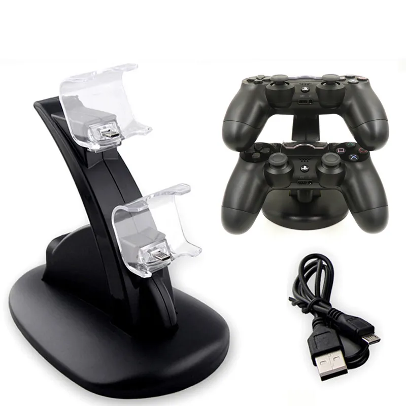 Games Joystick USB Double Chargers Controller Stand LED Blu-ray Charging Dock For Playstation 4 PS4 Doubles Charging Gamepad Accessories