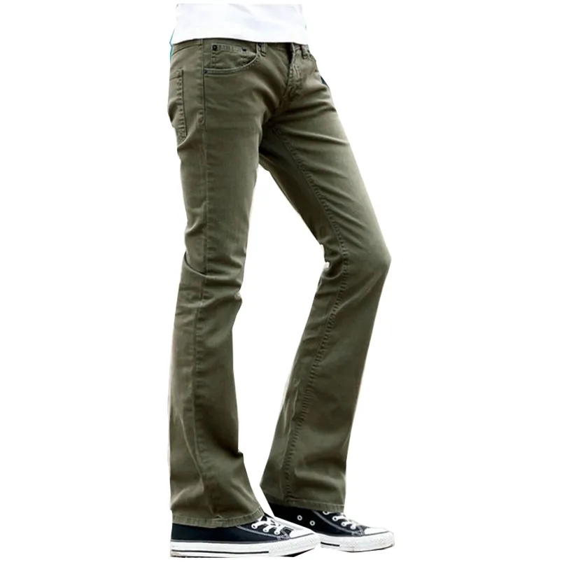 Pantalon en jean évasé pour hommes de style taille haute pantalon long vert noir 210715