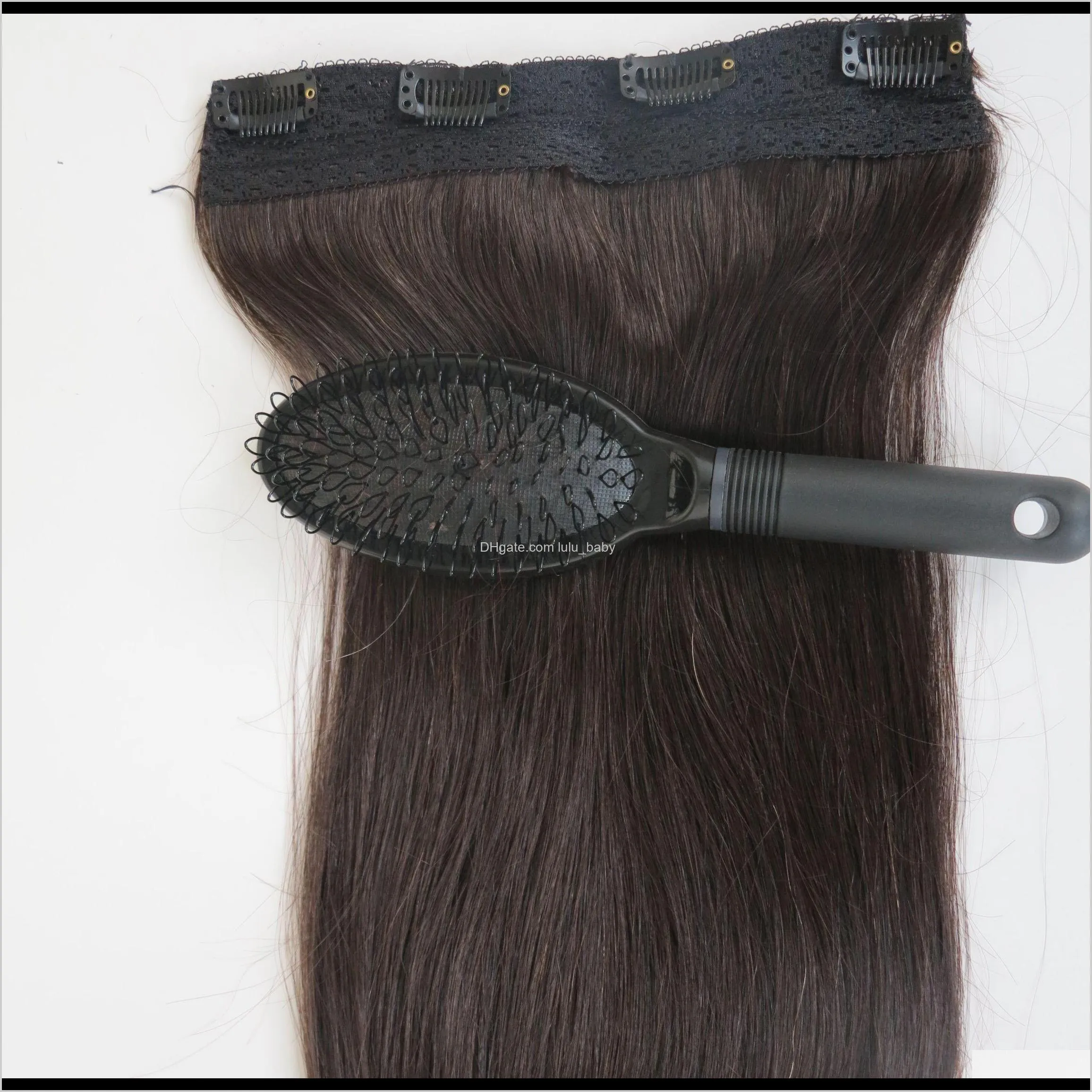 80g 20 22inch brazilian clip in hair extension 100% humann hair #1b/off black remy straight hair weaves 1pcs/set comb