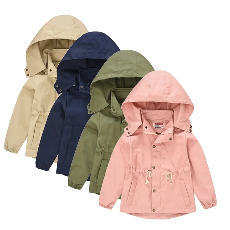 Coupe-vent solide de mode pour garçon fille style anglais enfants vestes à capuche à fermeture éclair vêtements d'extérieur pour enfants 3-10 ans 211204