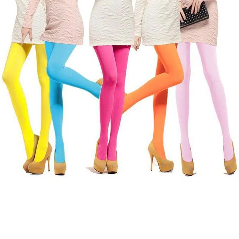 Printemps et automne 120 deniers velours collants couleur bonbon tuyau femme collants jambe mince femmes chaussettes bonneterie